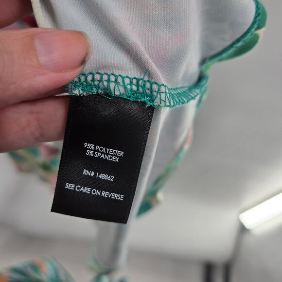 Torrid Teal Tea Length Midi Chiffon Pleated Shark Bite Floral Dress Size 3/3x - Picture 11 of 12